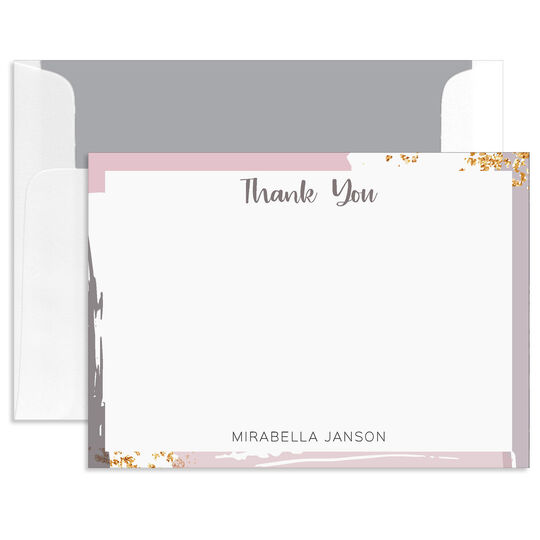 Abstract Brush Stroke Flat Thank You Note Cards